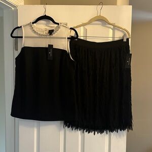 Elegant Black Top& Skirt Set